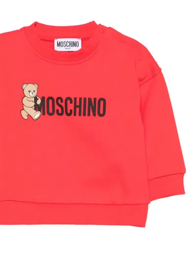Moschino Red Sweatshirt For Babykids With Logo In Red