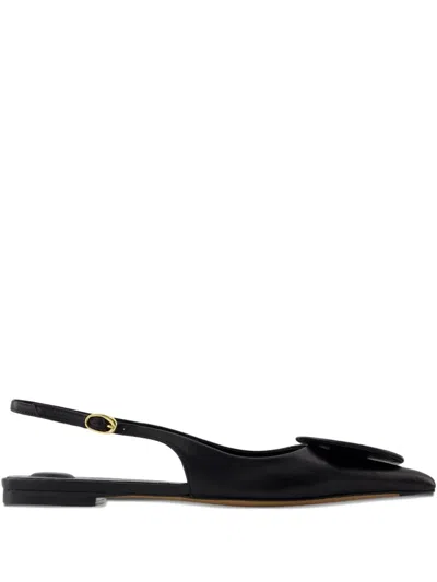 Jacquemus Les Duelo Plates Leather Slingback Flat In Black