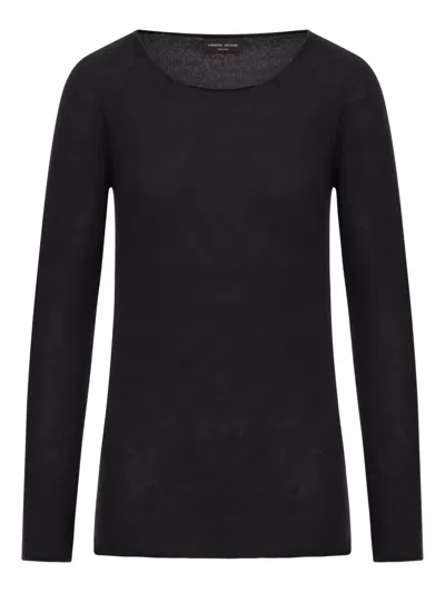 Roberto Collina Crew Neck Cashmere Sweater In Black