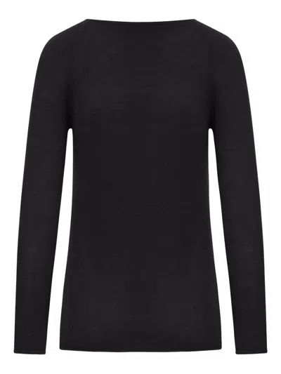 Roberto Collina Crew Neck Cashmere Sweater In Black
