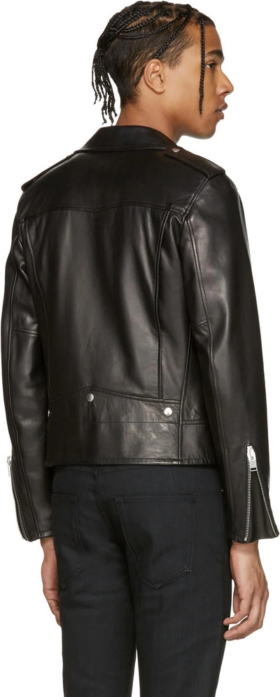 Shop Saint Laurent Black Leather Biker Jacket