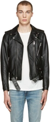 SAINT LAURENT Black Blood Luster Biker Jacket