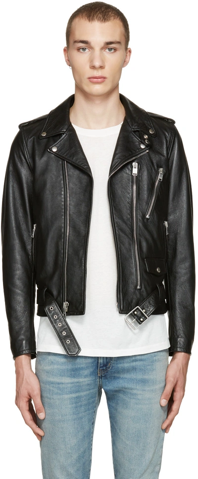 Saint Laurent Black Leather Blood Luster L01 Jacket In Nero