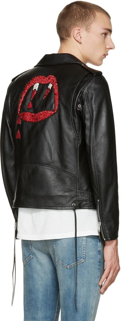 Shop Saint Laurent Black Blood Luster Biker Jacket