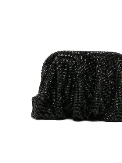 Benedetta Bruzziches Rhinestone And Satin Venus La Petite James Bond Pochette In Black