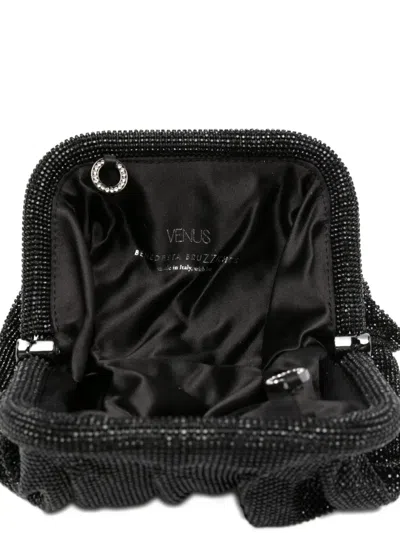 Benedetta Bruzziches Rhinestone And Satin Venus La Petite James Bond Pochette In Black