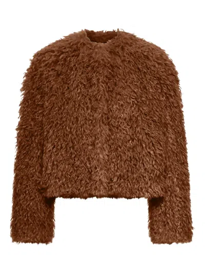 Tagliatore Cropped Fur Jacket In Brown