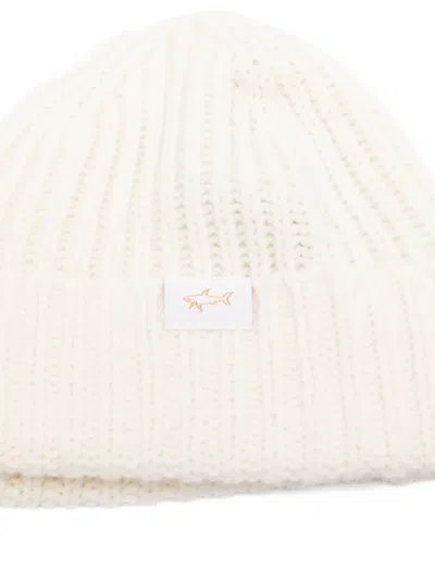 Paul & Shark Ribbed Wool Blend Beanie Accessories In White