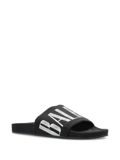Balenciaga Slide Sandals With Flat Sole And Open Toe In Black