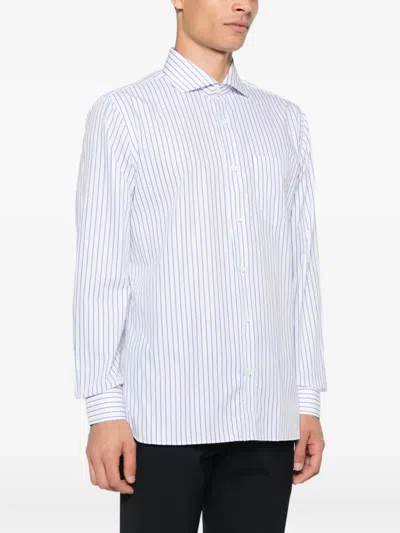 Truzzi Striped Cotton Shirt In White