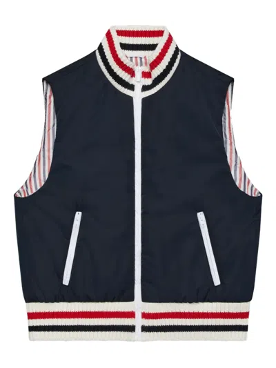 Thom Browne Padded Ribbed Gilet In Blue