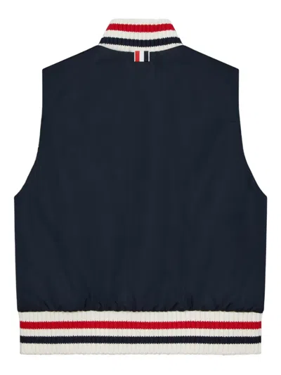 Thom Browne Padded Ribbed Gilet In Blue