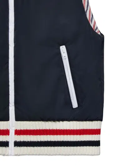 Thom Browne Padded Ribbed Gilet In Blue