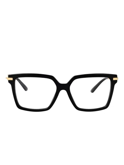 Dolce & Gabbana Gold-detail Square Glasses In Black