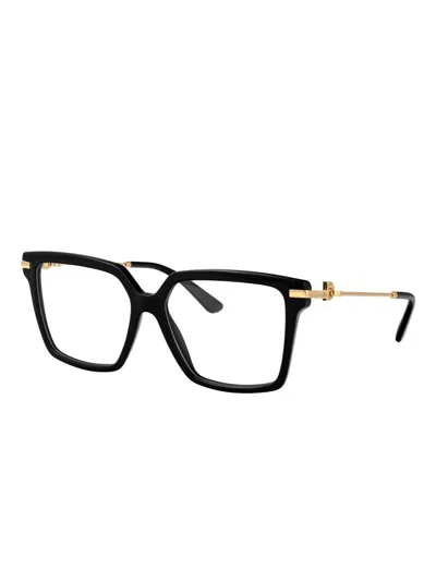 Dolce & Gabbana Gold-detail Square Glasses In Black