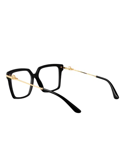 Dolce & Gabbana Gold-detail Square Glasses In Black