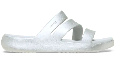 Crocs Getaway Metallic Platform Toe Loop In Silver