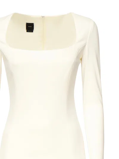 Pinko Mini Dress With Square Neckline In Neutral