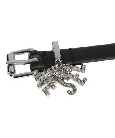Diesel B-charm Leather Belt In Black