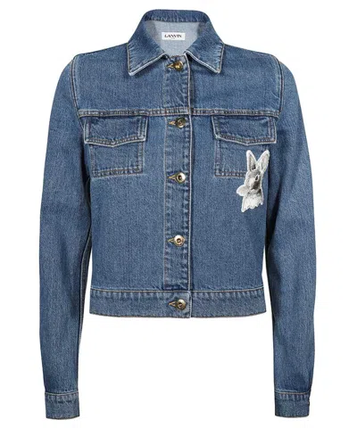Lanvin Rabbit-patch Denim Jacket In Blue