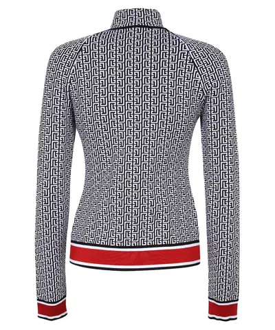 Balmain Jacquard Knit Jacket In Gray