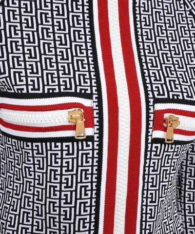 Balmain Jacquard Knit Jacket In Gray