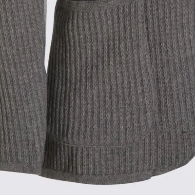Lardini Ribbed Texture Crewneck Sweater With Notched Lapel In White