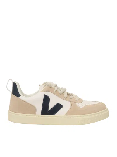 Veja V-10 Suede-trimmed Leather Sneakers In White