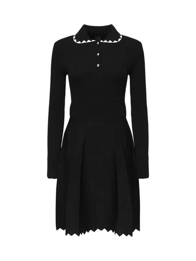 Pinko Robe Côtelée Plissée In Brown