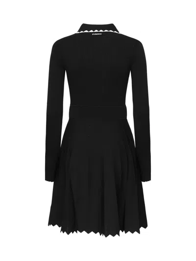 Pinko Robe Côtelée Plissée In Brown