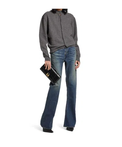 Balenciaga Hourglass Leather Top Handle Clutch In Black