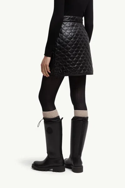 Moncler Quilted Black Skirt With Glossy Finish And Wrap Style