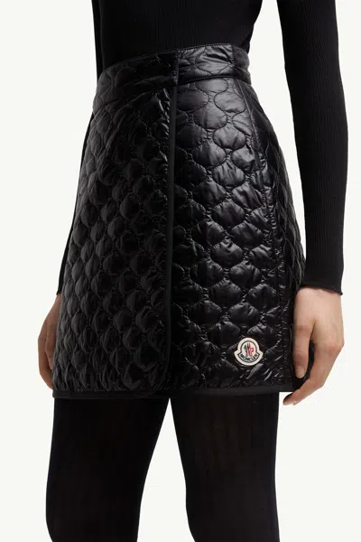Moncler Quilted Black Skirt With Glossy Finish And Wrap Style