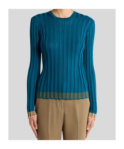 Etro Textured Knit Pullover In Blue