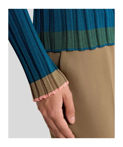 Etro Textured Knit Pullover In Blue