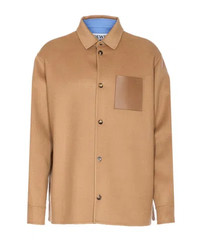 Loewe Camel-colored Virgin Wool And Cashmere Jacket-shirt Men In Brown