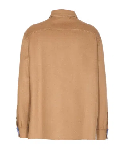 Loewe Camel-colored Virgin Wool And Cashmere Jacket-shirt Men In Brown