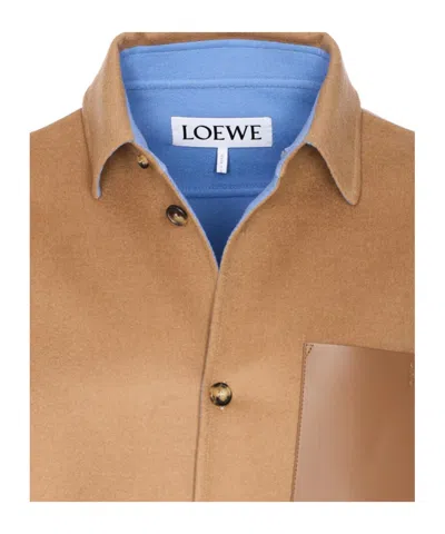 Loewe Camel-colored Virgin Wool And Cashmere Jacket-shirt Men In Brown