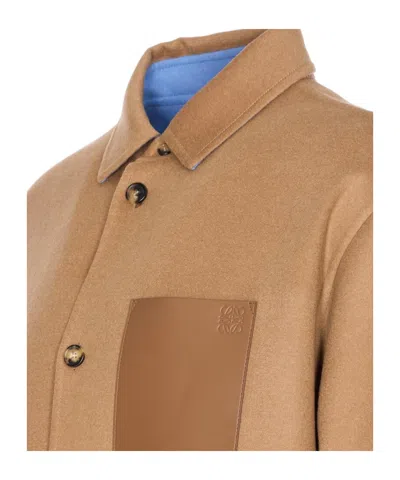 Loewe Camel-colored Virgin Wool And Cashmere Jacket-shirt Men In Brown