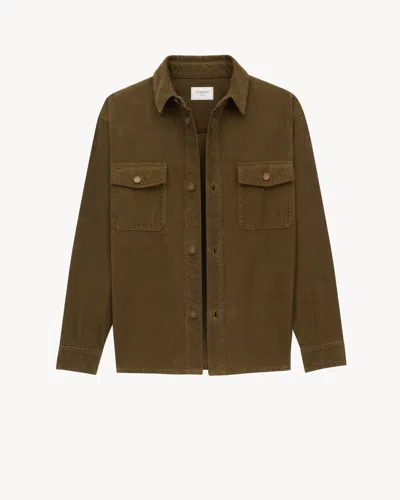 Saint Laurent Cotton Corduroy Overshirt In Green