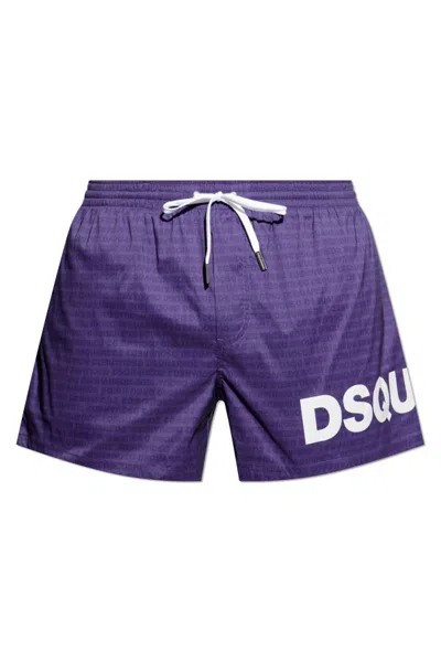 Dsquared2 Logo-print Drawstring Swim Shorts In Purple