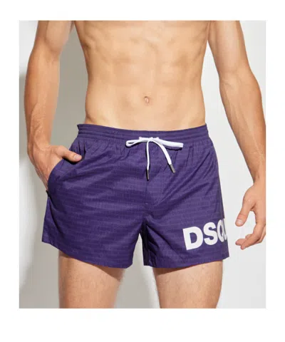 Dsquared2 Logo-print Drawstring Swim Shorts In Purple