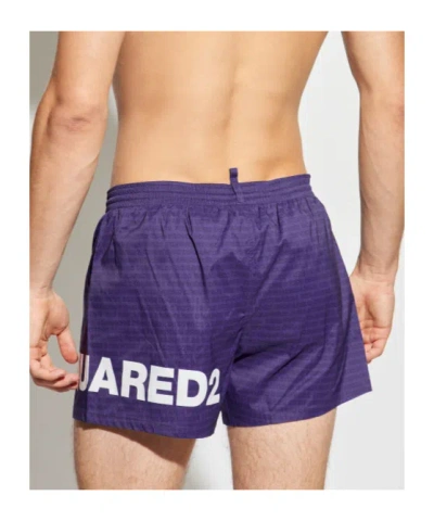 Dsquared2 Logo-print Drawstring Swim Shorts In Purple