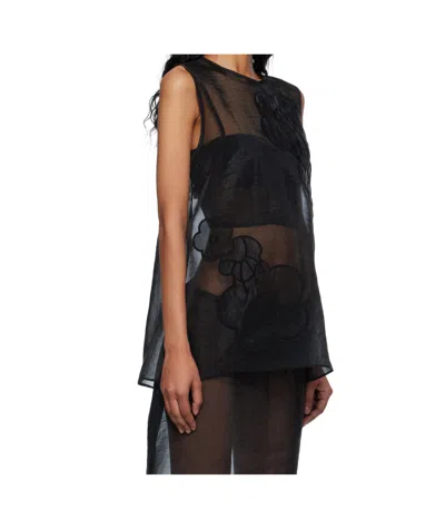 Cecilie Bahnsen Alba Liquid Myrtia Sheer Organza Tank In Black