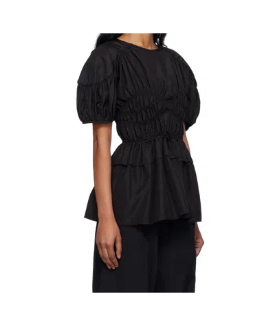 Cecilie Bahnsen Tech Fabric Brooklyn Top With Button Detail In Black