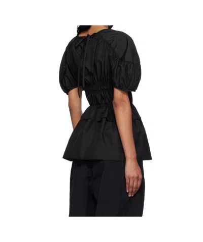 Cecilie Bahnsen Tech Fabric Brooklyn Top With Button Detail In Black