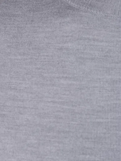 Max Mara Silk Crew Neck Sweater With Ribbed Texture In Gray