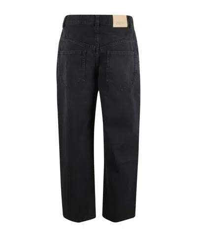 Isabel Marant Distressed Denim Trousers With Wide-leg Design In Black