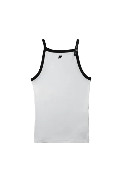 Courrèges Courreges Buckle Contrast Tank Top White In Red