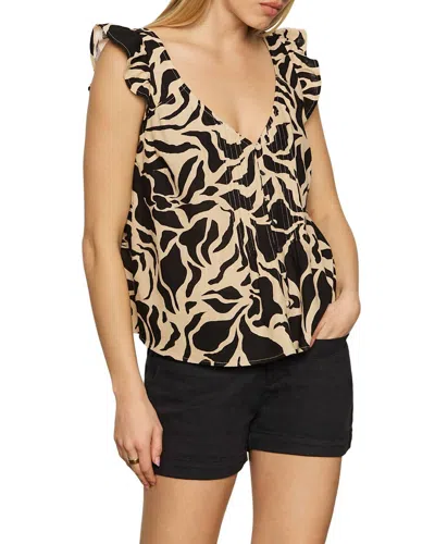 Sanctuary The Time Off Flutter Sleeve Button-up Top In Black